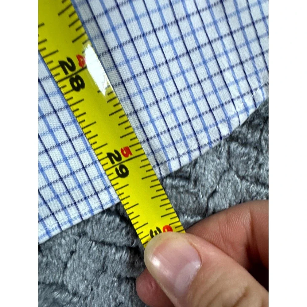 Banana Republic Untucked Fit Dress Shirt Mens L 16-16.5 White Blue Check Formal
